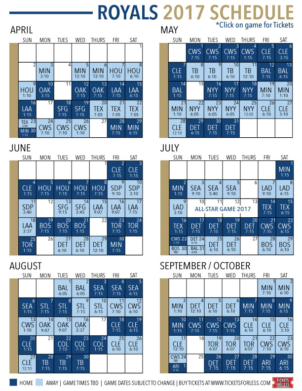 Kansas City Royals 2017 Schedule - Royals Tickets For Less