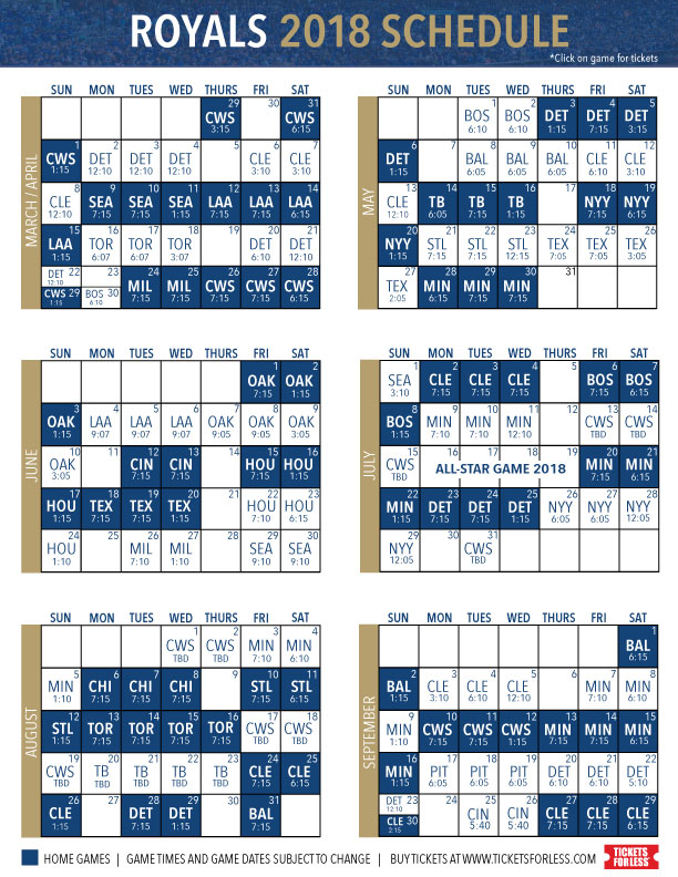 Kansas City Royals 2018 Schedule Announced Tickets For Less