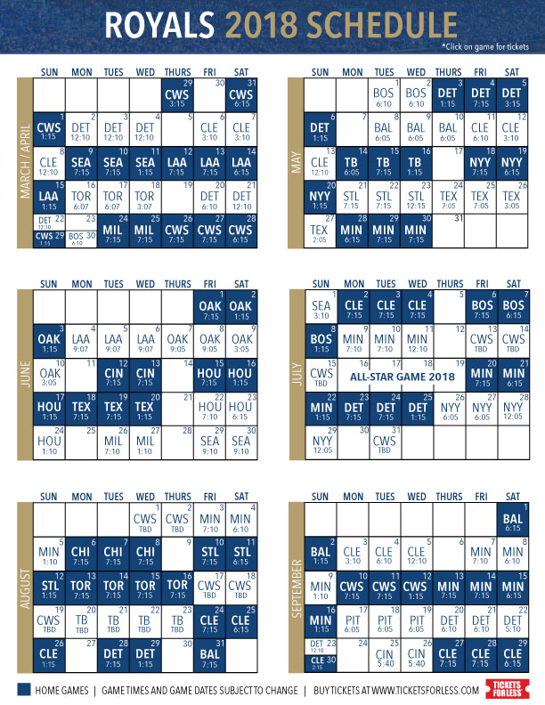 Kansas City Royals 2018 Schedule Announced- Tickets For Less