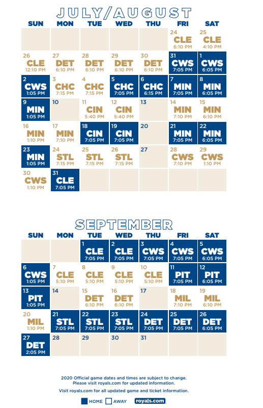 2017 Kansas City Royals schedule, with every date and opponent